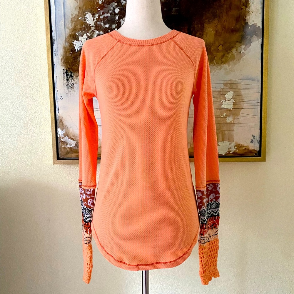 Free people Desert Orange long sleeve thermal size M NWT~